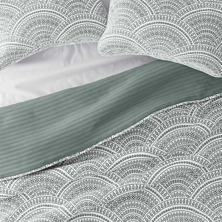 Kirklands Home Green Scalloped Reversible 2-pc. Twin Quilt Set