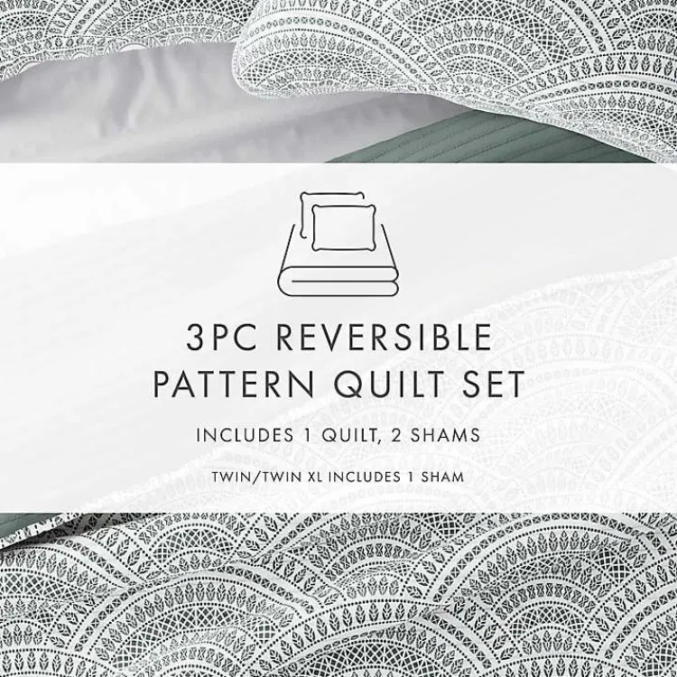 Kirklands Home Green Scalloped Reversible 2-pc. Twin Quilt Set