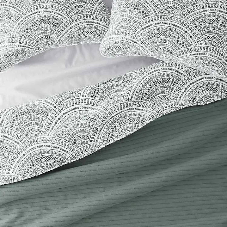 Kirklands Home Green Scalloped Reversible 3-pc. King Quilt Set Outlet