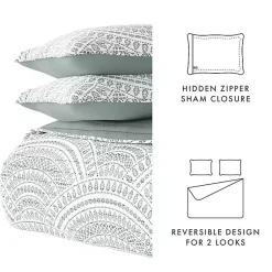 Kirklands Home Green Scalloped Reversible 3-pc. King Quilt Set Outlet
