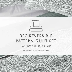 Kirklands Home Green Scalloped Reversible 3-pc. King Quilt Set Outlet