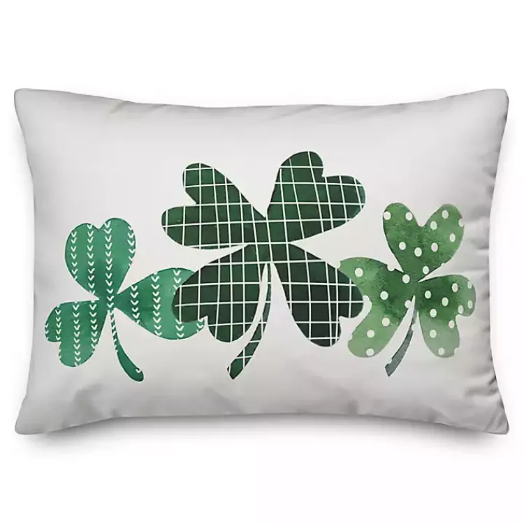 St Patricks Day Decorations>Kirklands Home Green Shamrock Trio Pillow