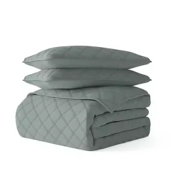 Kirklands Home Stitched Diamond 3-pc. King Quilt Set Green Hot