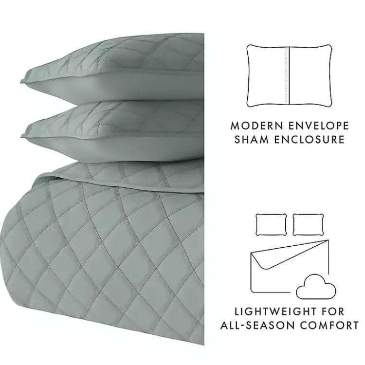 Kirklands Home Stitched Diamond 3-pc. King Quilt Set Green Hot