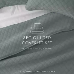 Kirklands Home Stitched Diamond 3-pc. King Quilt Set Green Hot