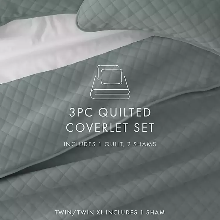 Kirklands Home Stitched Diamond 3-pc. King Quilt Set Green Hot