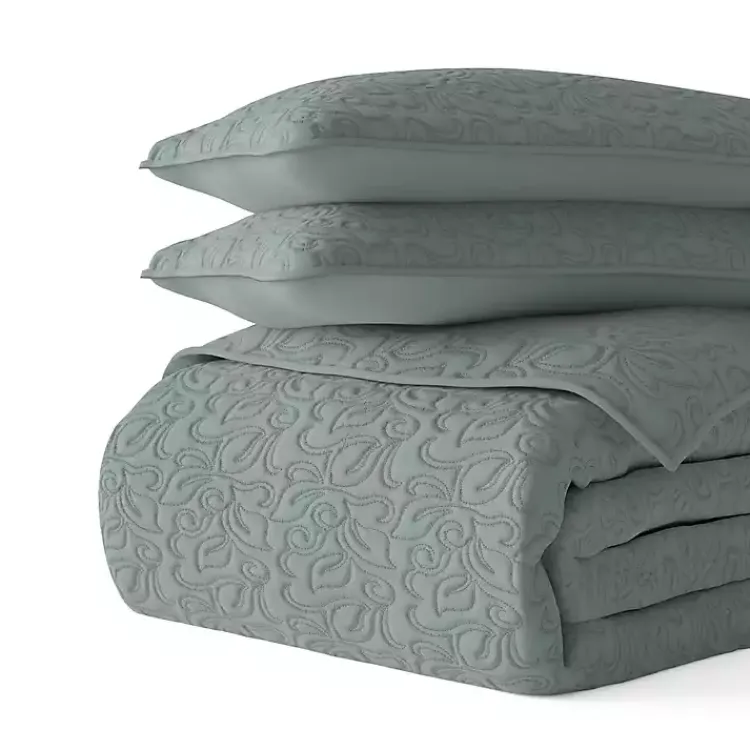 Kirklands Home Stitched Floral 2-pc. Twin Quilt Set Green Discount