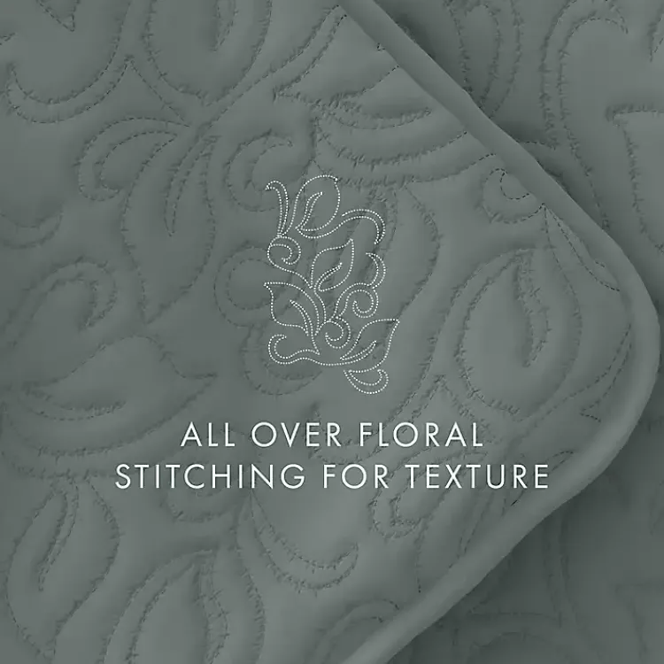 Kirklands Home Stitched Floral 2-pc. Twin Quilt Set Green Discount