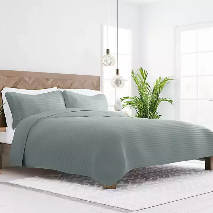 Kirklands Home Stitched Stripes 2-pc. Twin Quilt Set Green Hot