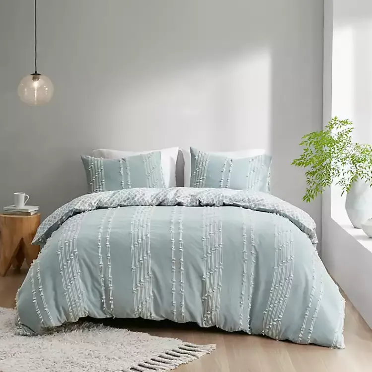 Kirklands Home Stripe Diamond Full/Queen Comforter Set Green