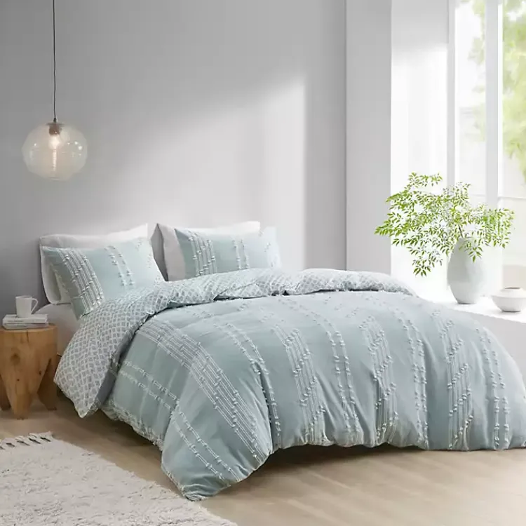 Kirklands Home Stripe Diamond Full/Queen Comforter Set Green