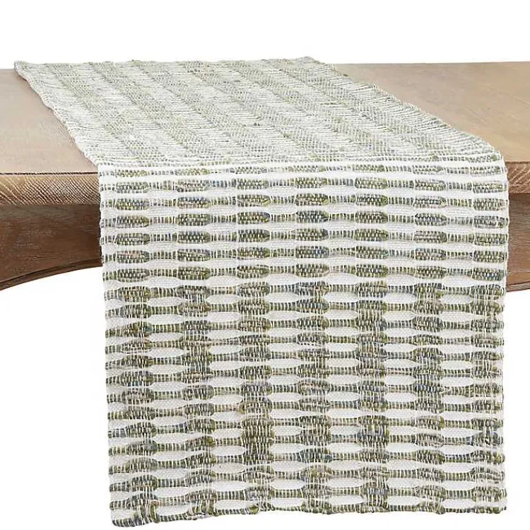 Kirklands Home Green Tea Woven Stripe Table Runner, 54 in. New