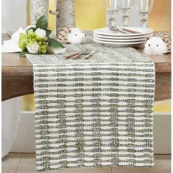 Kirklands Home Green Tea Woven Stripe Table Runner, 90 in. Outlet
