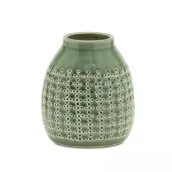 Vases>Kirklands Home Terracotta Dotted Vase, 7 in. Green