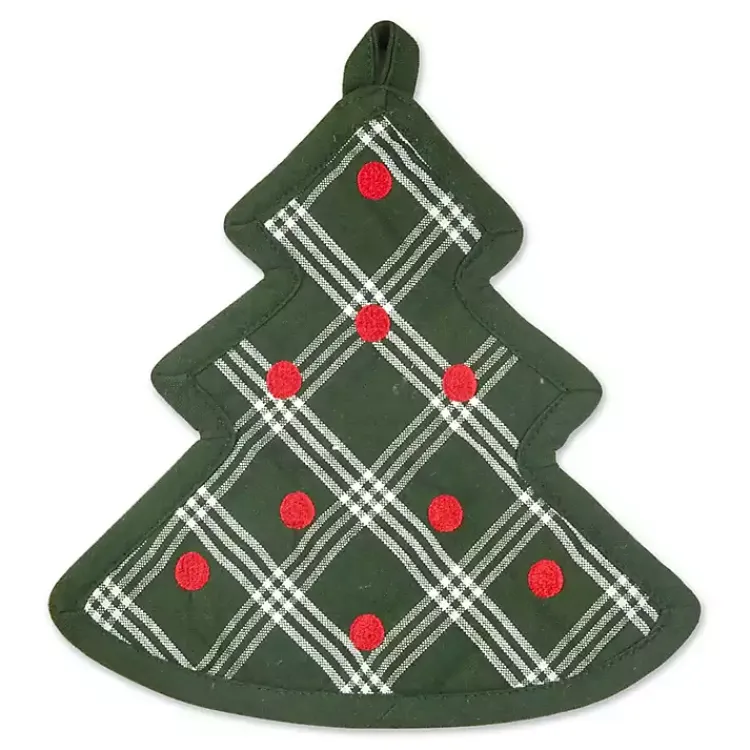 Christmas Dining & Entertaining>Kirklands Home Green Tree Plaid 3-pc. Dishtowel & Potholder Set