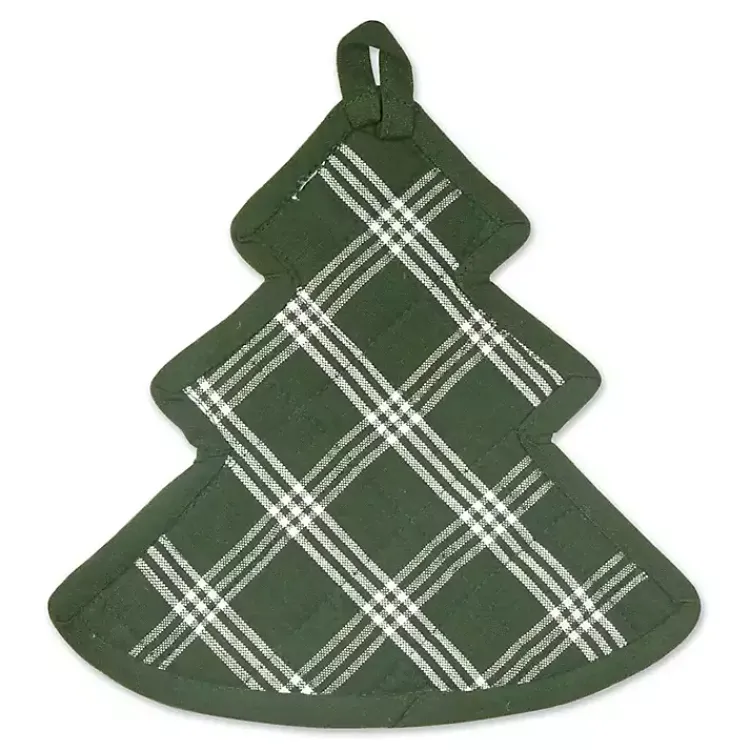 Christmas Dining & Entertaining>Kirklands Home Green Tree Plaid 3-pc. Dishtowel & Potholder Set