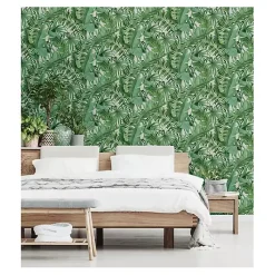 Kirklands Home Tropical Leaves Peel & Stick Wallpaper Green Best