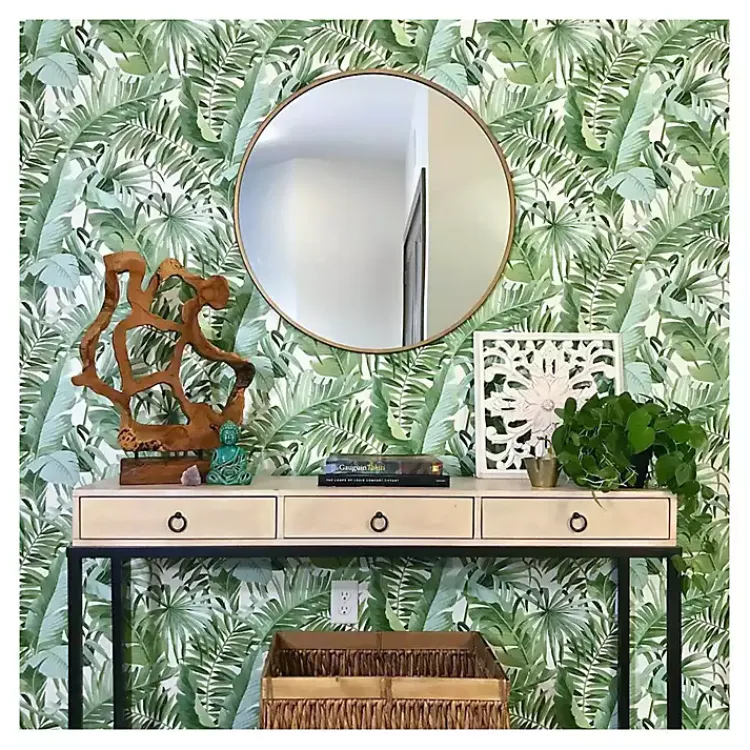 Kirklands Home Tropical Leaves Peel & Stick Wallpaper Green Best