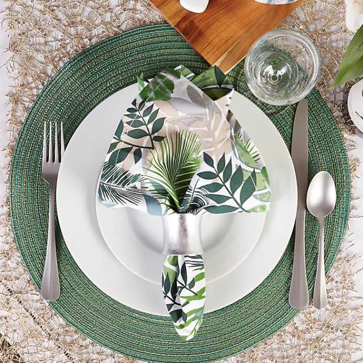 Kirklands Home Variegated Round Placemats, Set of 6 Green Hot