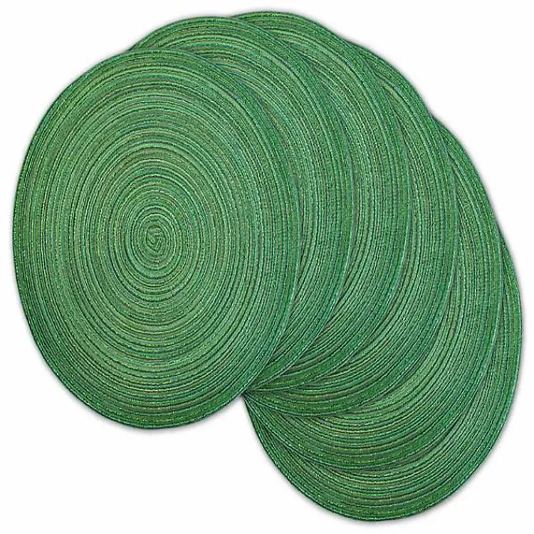 Kirklands Home Variegated Round Placemats, Set of 6 Green Hot