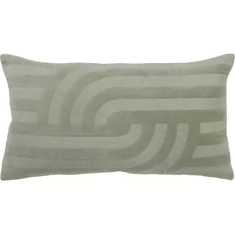 Pillows>Kirklands Home Velvet Abstract Stripe Lumbar Pillow Green