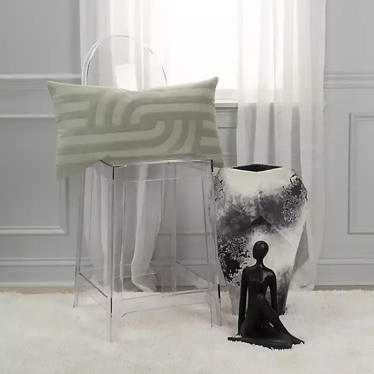 Pillows>Kirklands Home Velvet Abstract Stripe Lumbar Pillow Green
