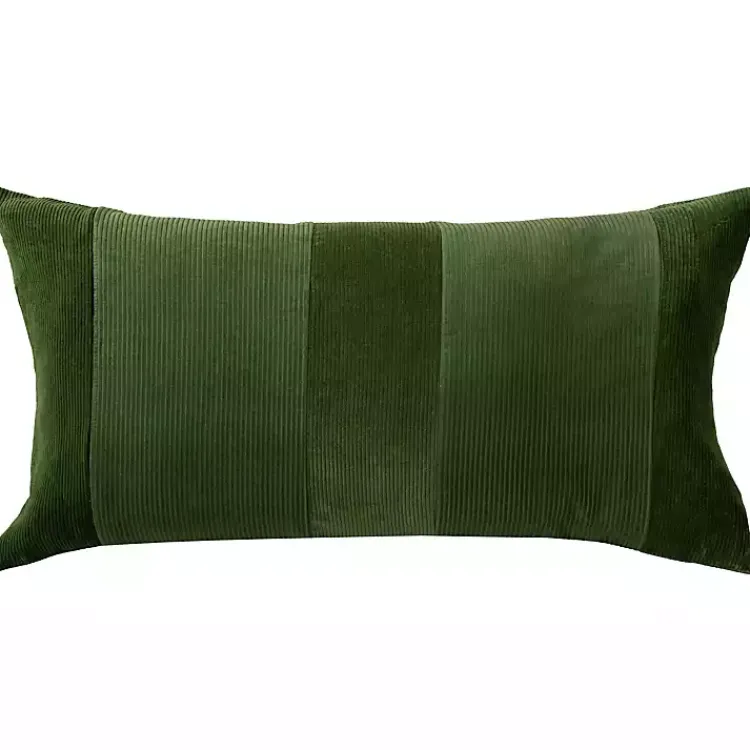 Pillows>Kirklands Home Velvet Corduroy Lumbar Pillow Green