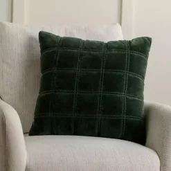 Pillows>Kirklands Home Velvet Quilted Pillow, 22 in. Green
