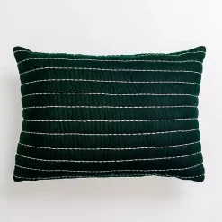 Pillows>Kirklands Home Velvet Stitched Lumbar Pillow Green