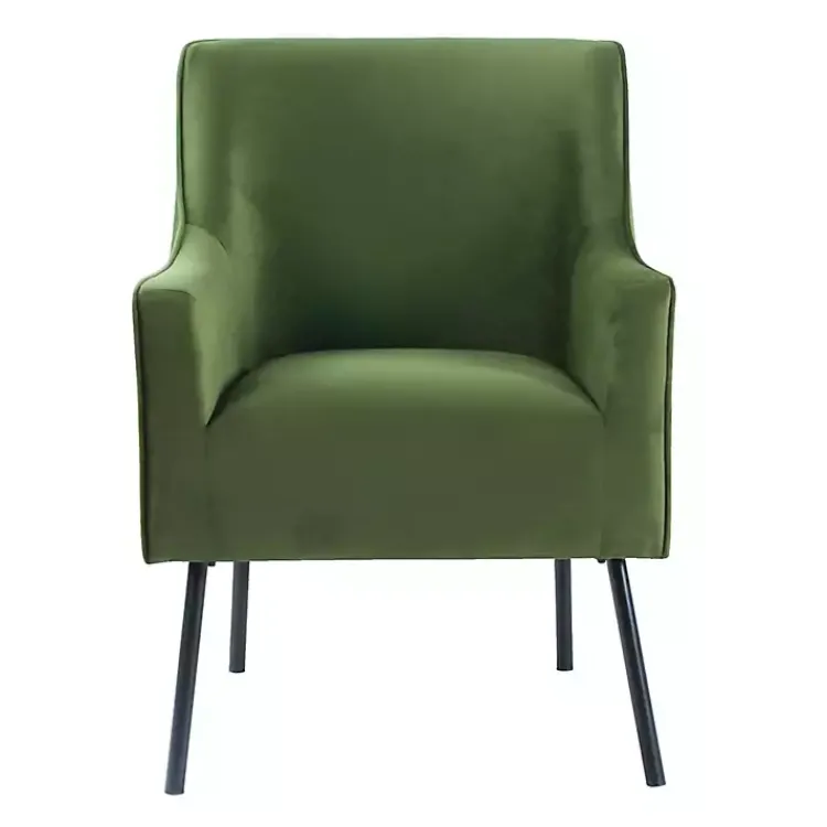 Kirklands Home Velvet Upholstered Black Legs Accent Chair Green Hot