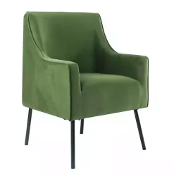 Kirklands Home Velvet Upholstered Black Legs Accent Chair Green Hot