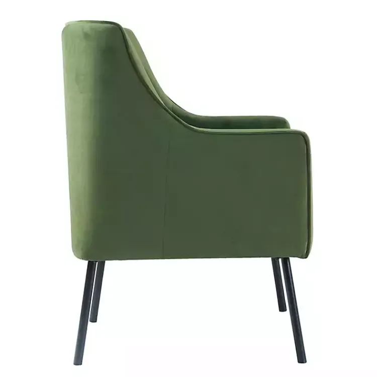 Kirklands Home Velvet Upholstered Black Legs Accent Chair Green Hot