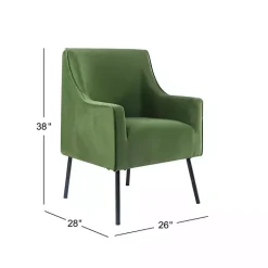Kirklands Home Velvet Upholstered Black Legs Accent Chair Green Hot