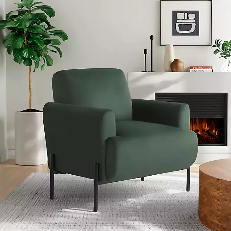 Kirklands Home Velvet Upholstered Knox Accent Chair Green New
