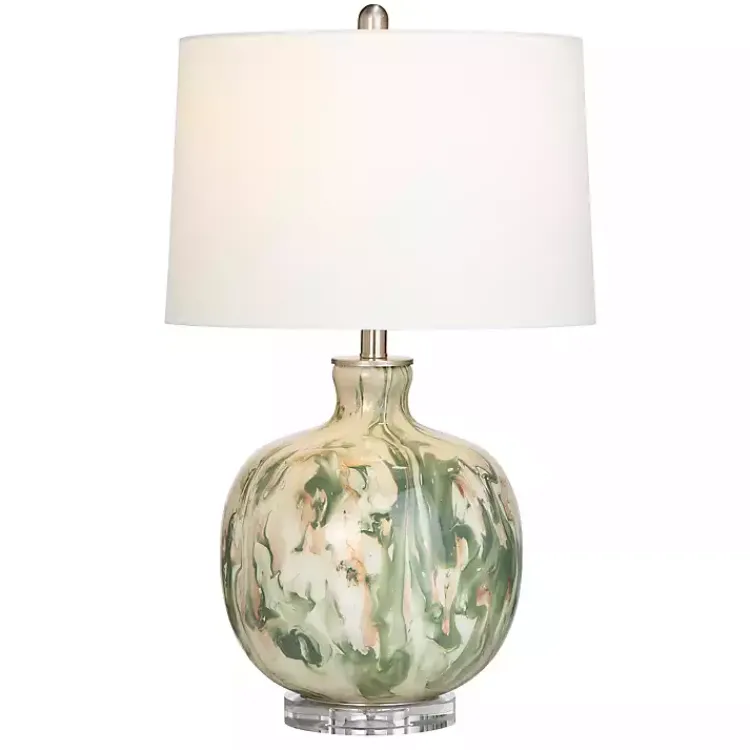 Kirklands Home Green Waverly Glass Table Lamp White Best