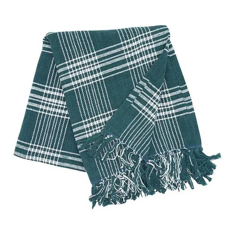 Blankets & Throws>Kirklands Home White Plaid Christmas Throw Blanket Green