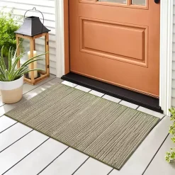 Kirklands Home Woven Lines Indoor/Outdoor Accent Rug, 2x2 Green Best