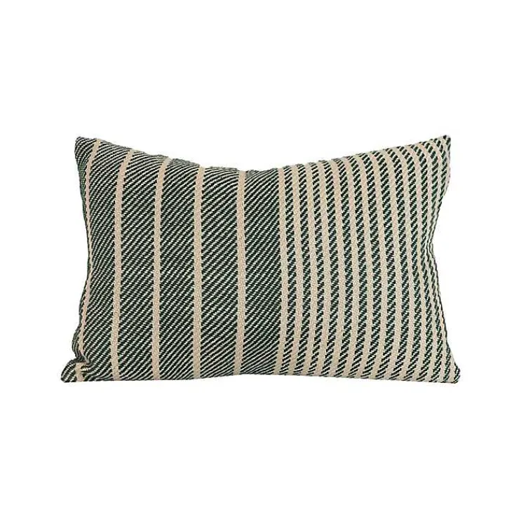 Pillows>Kirklands Home Green Woven Stripe Indoor/Outdoor Pillow