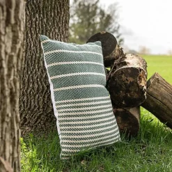 Pillows>Kirklands Home Green Woven Stripe Indoor/Outdoor Pillow