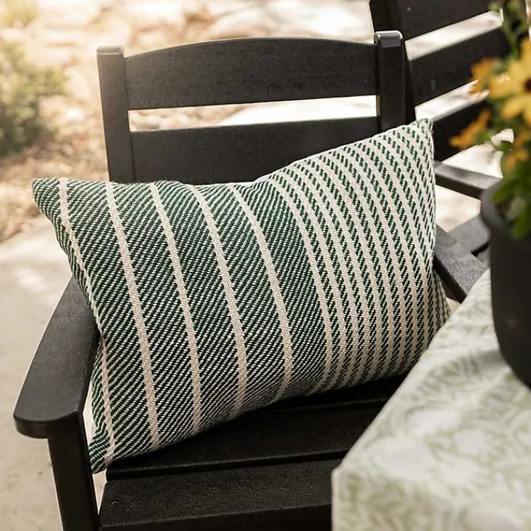 Pillows>Kirklands Home Green Woven Stripe Indoor/Outdoor Pillow