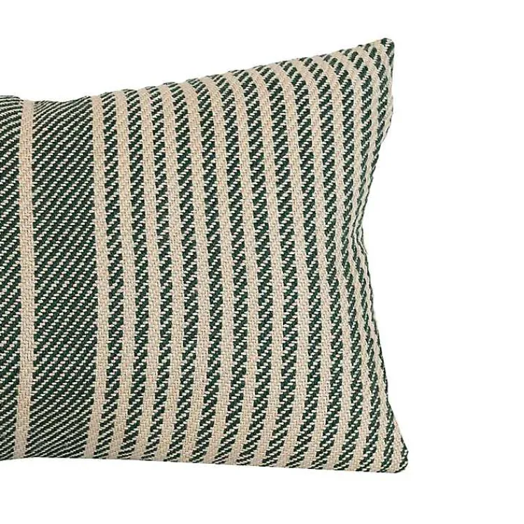 Pillows>Kirklands Home Green Woven Stripe Indoor/Outdoor Pillow