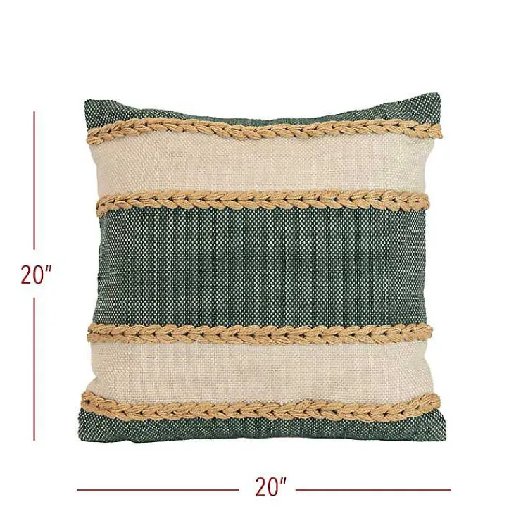 Pillows>Kirklands Home Green Woven Wide Stripe Indoor/Outdoor Pillow