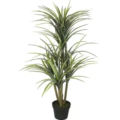 Trees & Topiaries>Kirklands Home Green Yucca Tree in Black Planter