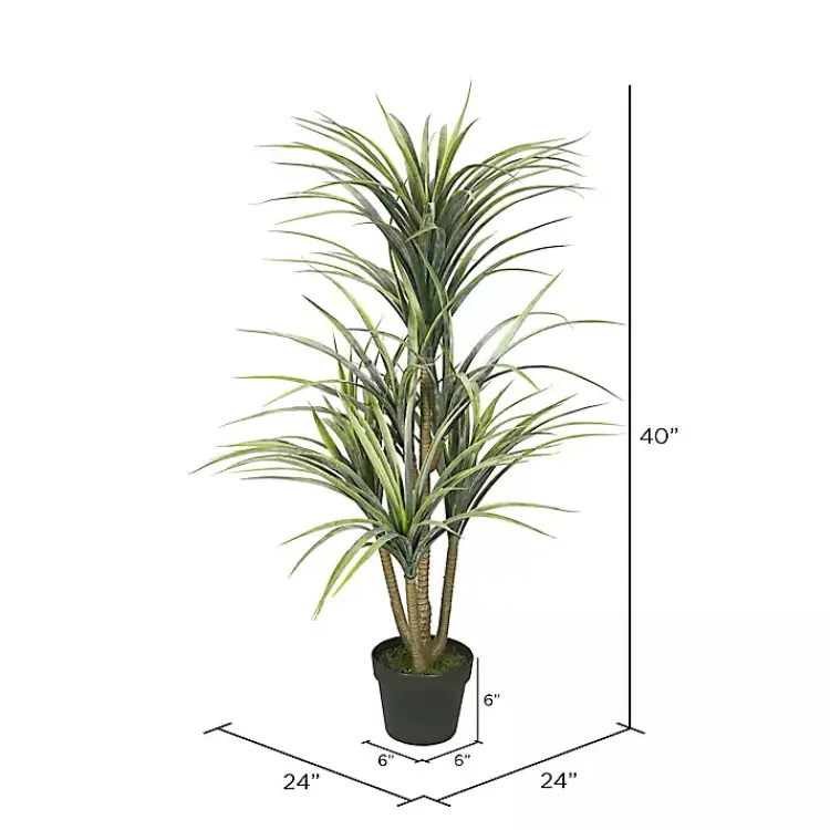 Trees & Topiaries>Kirklands Home Green Yucca Tree in Black Planter