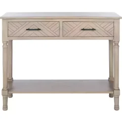 Kirklands Home Greige Chevron 2-Drawer Console Table Gray Clearance