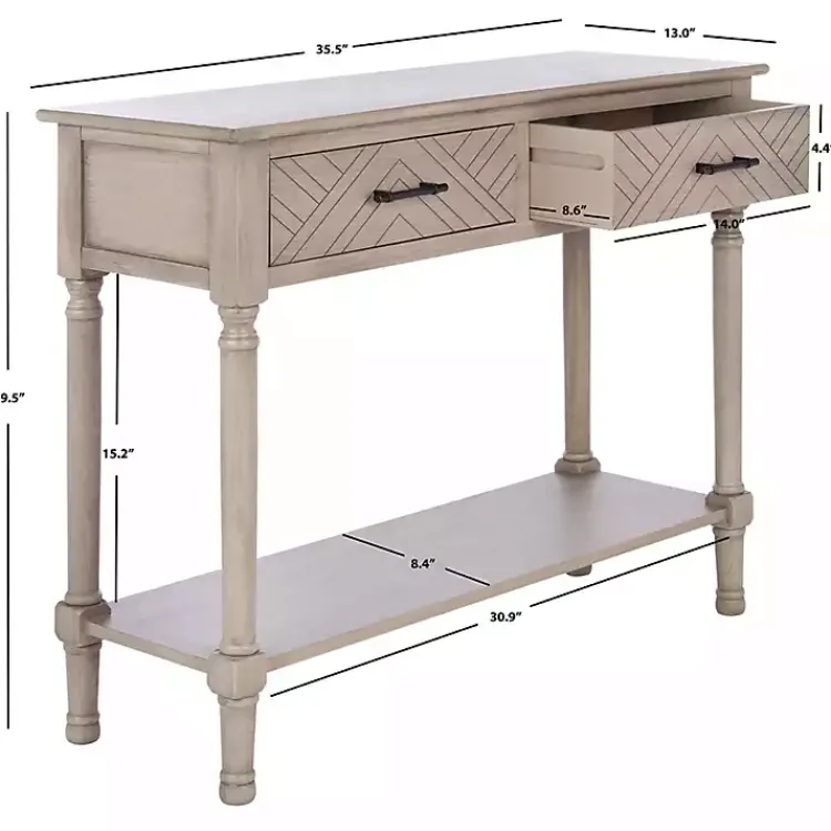 Kirklands Home Greige Chevron 2-Drawer Console Table Gray Clearance