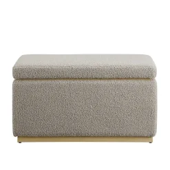 Kirklands Home Greige Sherpa & Pine Rectangle Storage Ottoman Discount