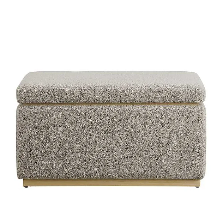 Kirklands Home Greige Sherpa & Pine Rectangle Storage Ottoman Discount