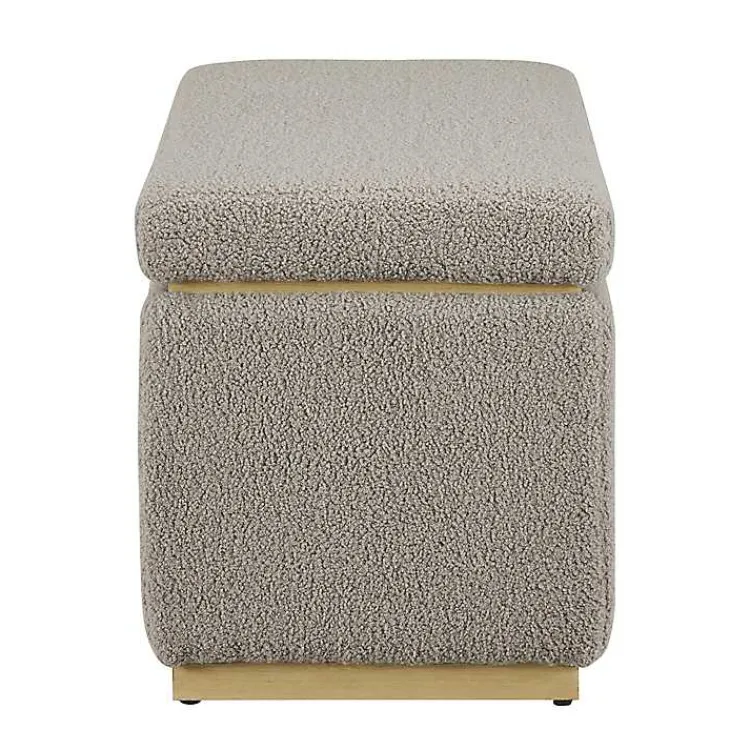 Kirklands Home Greige Sherpa & Pine Rectangle Storage Ottoman Discount