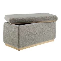 Kirklands Home Greige Sherpa & Pine Rectangle Storage Ottoman Discount